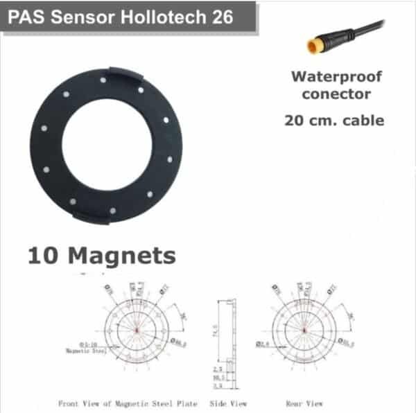 Sensor de pedaleo + disco de 10 imanes waterproof para hollotech